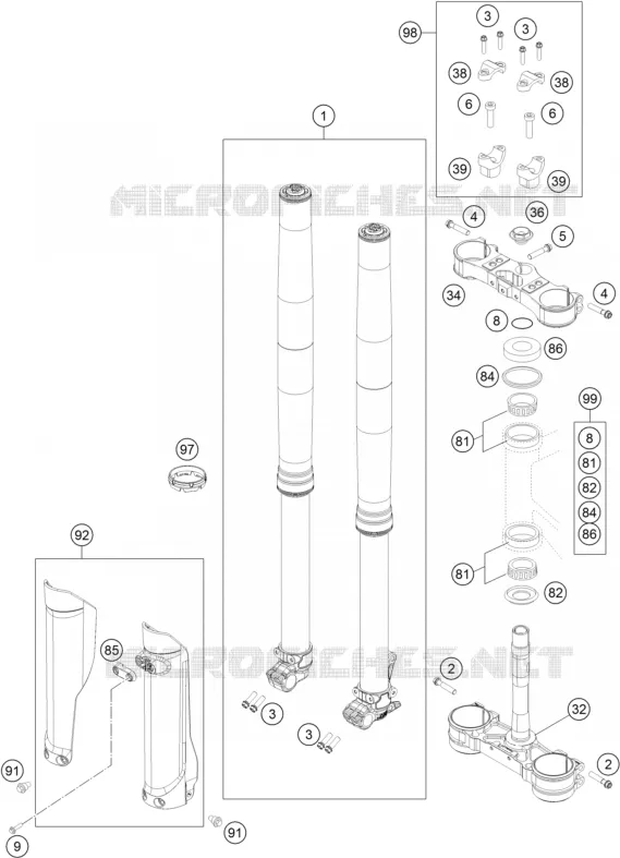 FORCELLA ANTERIORE / PIASTRA STERZO INFERIORE
