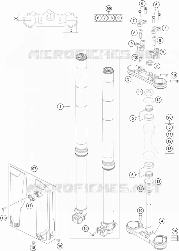 FORCELLA ANTERIORE / PIASTRA STERZO INFERIORE