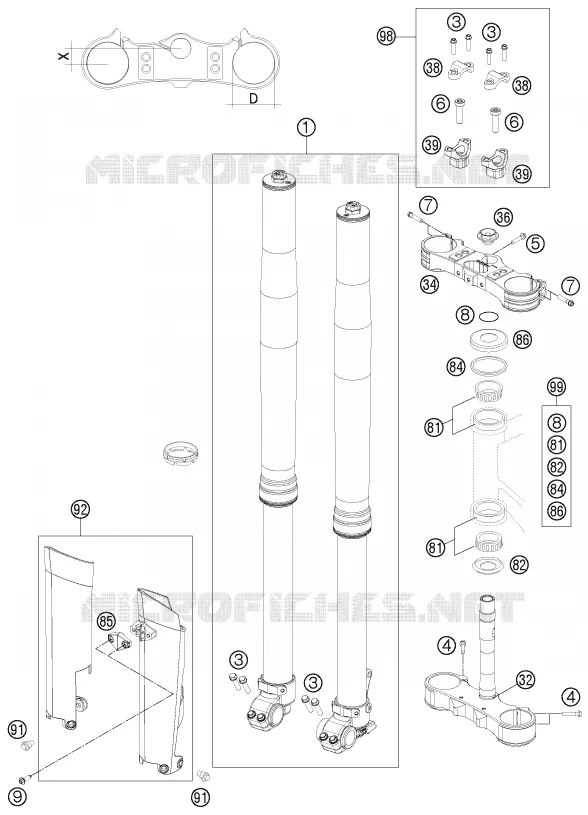 FORCELLA ANTERIORE / PIASTRA STERZO INFERIORE