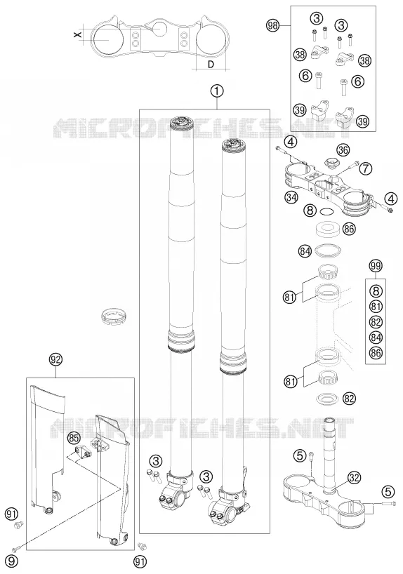 FORCELLA ANTERIORE / PIASTRA STERZO INFERIORE